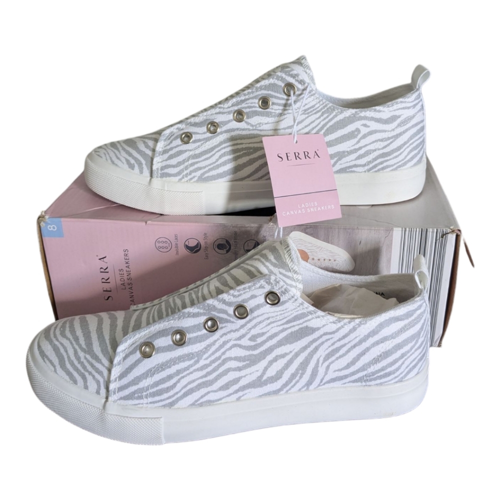Serra Women's Zebra Print Memory Foam Ladies Canvas Sneakers Size: 8